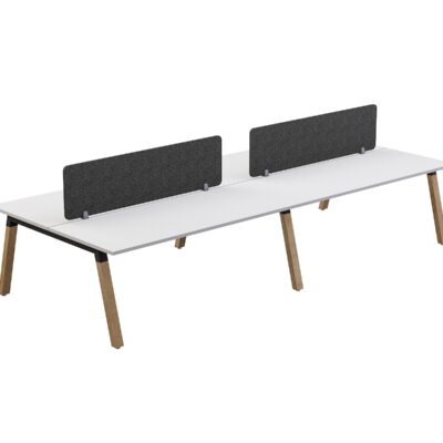 OL Plantation 4 Users Double – Sided Desk with Radius Screens